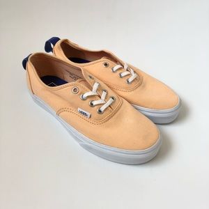 Vans Authentic Light Peach Twill Blue Leather Pull